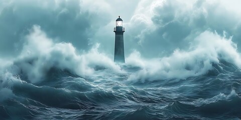 Lighthouse in a Storm - Realistic Image