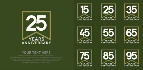 Naklejka premium anniversary logotype set. white and green color can be use for celebration