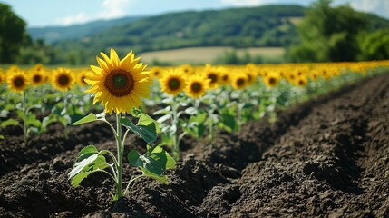  Whispers of the Sun A Golden Sea of Sunflowers Bowing Gracefully Under Natures Gentle Embrace  sunflowers nature beauty golden field landscape agriculture bloom summer