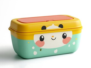 Cute Panda Design Wet Wipes Container with Lid, Cartoon Animal Pattern Plastic Baby Wipes Box for Home Storage, Yellow and Green Color