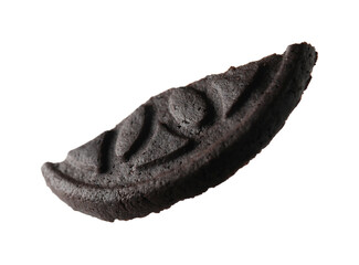 Piece of tasty sandwich cookie isolated on white