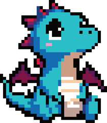 Pixel Cutie: Adorable Baby Dragon in 8-bit Glory