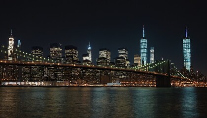 Fototapeta premium Lower Manhattan skyline, New York skyline at night 8