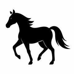Horse isolated on white, horse vector illustration, animal vector art, horse silhouette, pet vector icon, horses cartoon line art, eps
