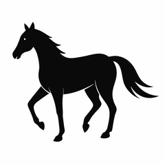 Horse isolated on white, horse vector illustration, animal vector art, horse silhouette, pet vector icon, horses cartoon line art, eps