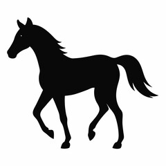 Obraz premium Horse isolated on white, horse vector illustration, animal vector art, horse silhouette, pet vector icon, horses cartoon line art, eps