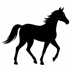 Horse isolated on white, horse vector illustration, animal vector art, horse silhouette, pet vector icon, horses cartoon line art, eps