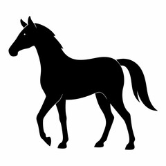 Horse isolated on white, horse vector illustration, animal vector art, horse silhouette, pet vector icon, horses cartoon line art, eps