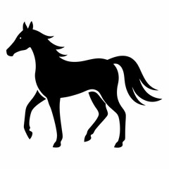 Horse isolated on white, horse vector illustration, animal vector art, horse silhouette, pet vector icon, horses cartoon line art, eps
