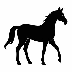 Horse isolated on white, horse vector illustration, animal vector art, horse silhouette, pet vector icon, horses cartoon line art, eps