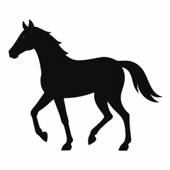 Obraz premium Horse isolated on white, horse vector illustration, animal vector art, horse silhouette, pet vector icon, horses cartoon line art, eps