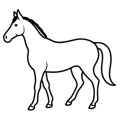 Horse isolated on white, horse vector illustration, animal vector art, horse silhouette, pet vector icon, horses cartoon line art, eps