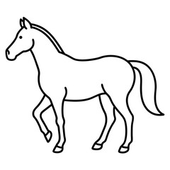 Horse isolated on white, horse vector illustration, animal vector art, horse silhouette, pet vector icon, horses cartoon line art, eps
