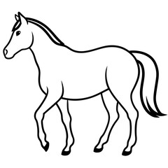 Horse isolated on white, horse vector illustration, animal vector art, horse silhouette, pet vector icon, horses cartoon line art, eps