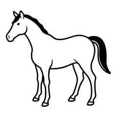 Horse isolated on white, horse vector illustration, animal vector art, horse silhouette, pet vector icon, horses cartoon line art, eps