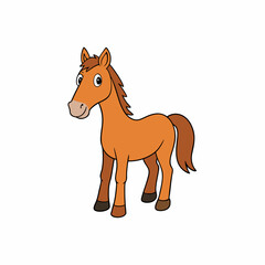 Horse isolated on white, horse vector illustration, animal vector art, horse silhouette, pet vector icon, horses cartoon line art, eps