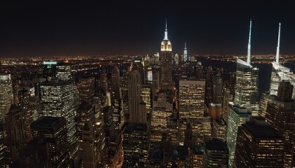 Fototapeta premium Lower Manhattan skyline at night, New York, USA. Night View of Midtown Manhattan from Hoboken, NJ 4