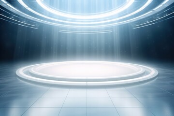 Obraz premium Circular stage with glowing lights.