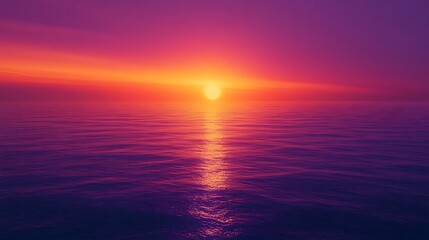 Fototapeta premium Stunning Sunset over the Ocean, Vibrant Purple and Orange Hues