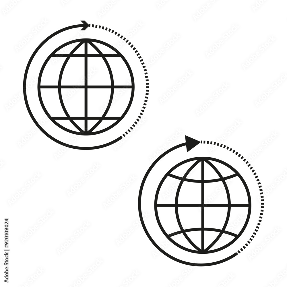 Poster global connection icons. globe with arrow symbols. minimalist vector art.