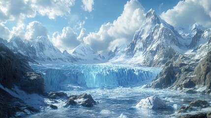Frozen Mountain Range Landscape
