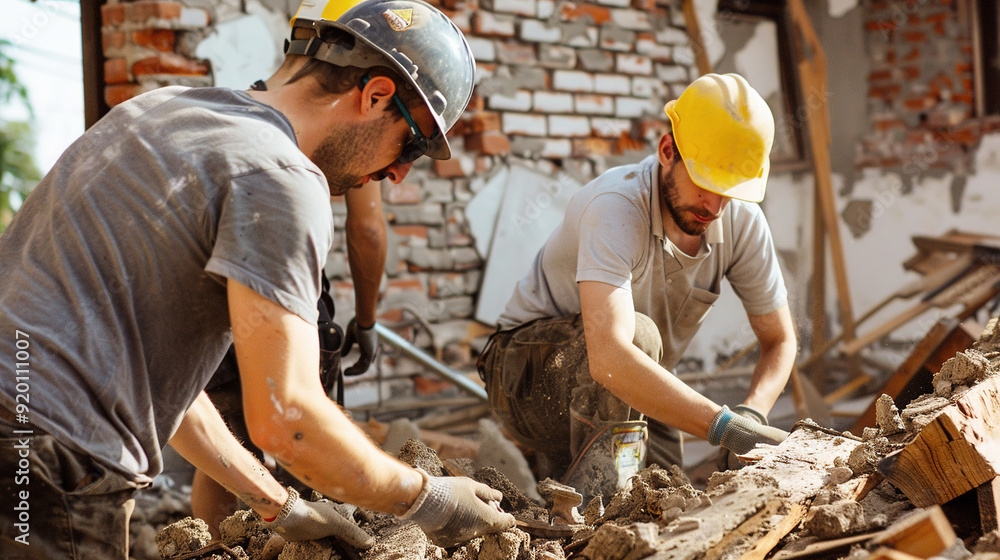 Wall mural workers rebuild