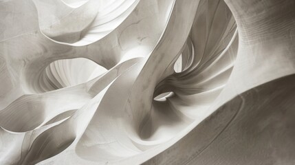 A monochromatic design featuring sinuous lines and curves resembling a bird in flight and encapsulating the fluidity of its movements.