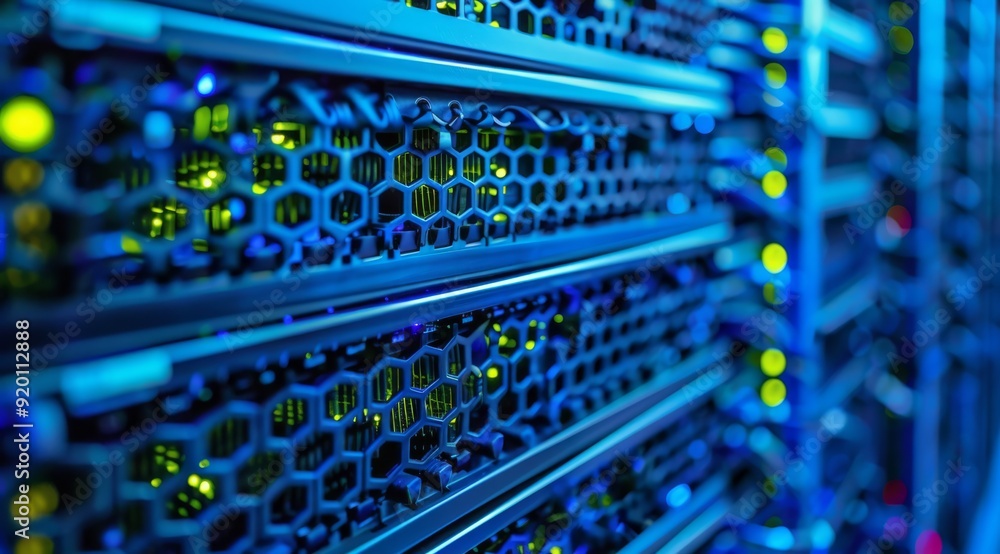 Aufkleber an indepth look at a hightech server rack featuring bright and vibrant led lights along with a compl