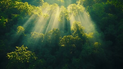 Obraz premium Sunlight Through Forest Canopy Illustration