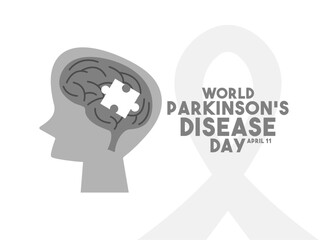 World Parkinson's Disease Day. April 11. White background. Flat design vector. Poster, banner, card, background.