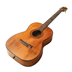 Fototapeta premium High-quality classical acoustic guitar with wooden finish, perfect for musicians and music enthusiasts. Ideal for creative and artistic projects.