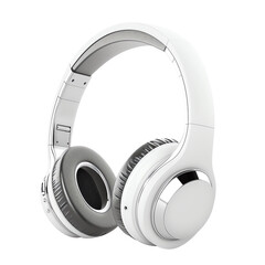 High-quality white wireless headphones isolated on a white background. Perfect for music, podcast, and gaming enthusiasts.