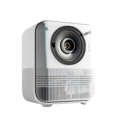 Fototapeta premium Modern white air humidifier with sleek design, isolated on white background. Perfect for home or office use, enhancing air quality.