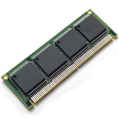Random Access Memory (RAM) isolated on white background.