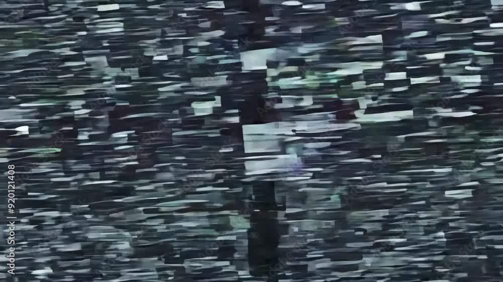 Poster animation of glitch noise on black background. abstract random shapes, glitched lines and blocks on 