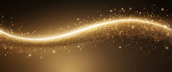 Obraz premium A luxurious abstract background featuring glittering gold sparks and smooth textures, illuminated by soft spotlights. The glowing effect and elegant gradient create a glamorous atmosphere