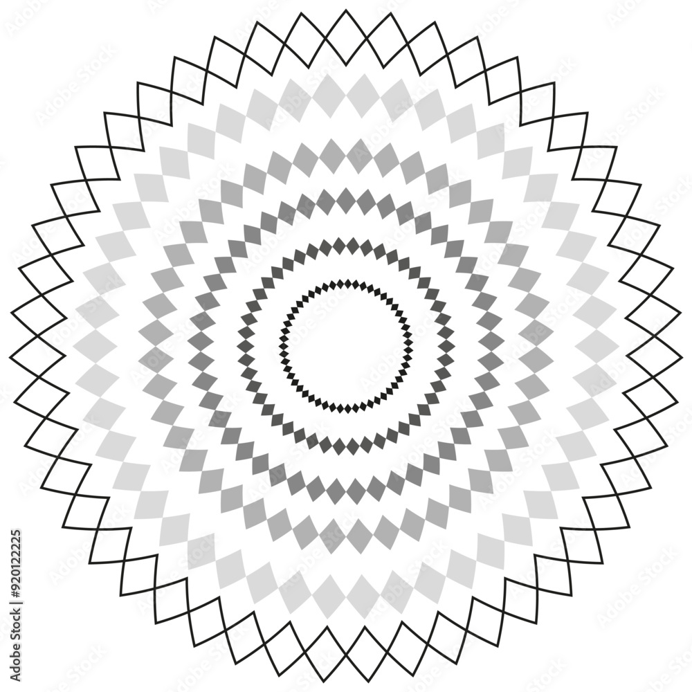 Poster abstract geometric pattern. radial design with concentric shapes. black and gray color scheme. symme