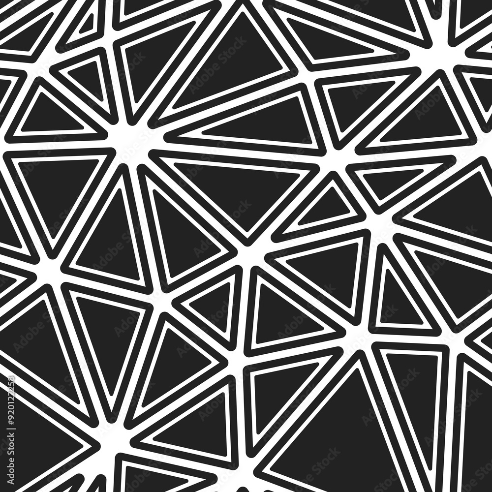 Poster geometric pattern. rounded solid shapes in frames. big triangles size. black and white style. repeat