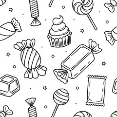 Sweet Candy doodle seamless pattern background wallpaper vector illustration