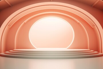Obraz premium Abstract minimal stage with arch and round window.