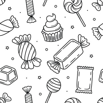Sweet Candy doodle seamless pattern background wallpaper vector illustration