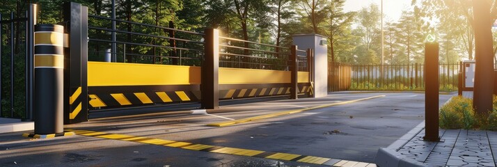 Automatic barrier gates for residential entry Automated parking system with boom barrier Car park gate with entry control Building access security solution 