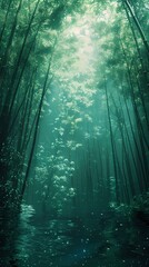 Fototapeta premium bamboo forest illustration background poster decorative painting