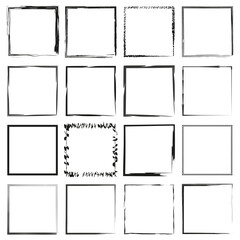 Set of square frames. Various decorative square borders. Black and white abstract vector art.