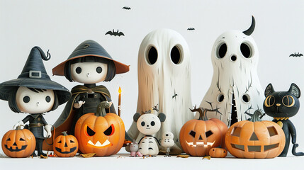 Happy Halloween party concept with Halloween ghost doll, Halloween decoration background, Halloween theme