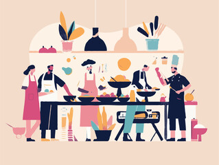 Colorful illustration of food catering company and a restaurant company, plain and simple vector illustration