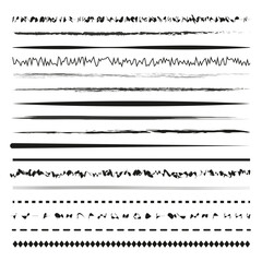 Obraz premium Set of decorative lines. Various styles. Black and white. Vector design.