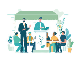 Colorful illustration of food catering company and a restaurant company, plain and simple vector illustration