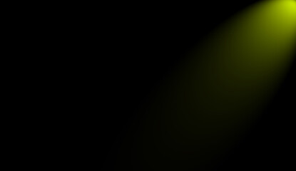 a ray of yellow light on the upper right. Single yellow top light illuminated background. Raster illustration.