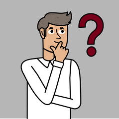 man with many doubts thinking